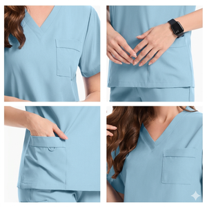 Vêtements de travail personnalisés en gros à col en V, élégants, doux et respirants, uniformes de salon et de spa, combinaisons médicales et dentaires colorées - Product Image 5