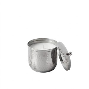 Pot à bougie parfumée en métal martelé fait main avec couvercle, récipient d'aromathérapie de luxe en cire de soja pour la décoration intérieure, prix le plus bas - Product Image 1