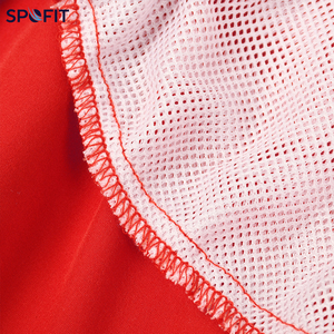 SPOFIT Men's <b>Red</b> Board Shorts Mid Elastic Waist Breathable Quick Dry Casual with Pockets Solid Color Knitted Canvas Polyester - Product Image 4