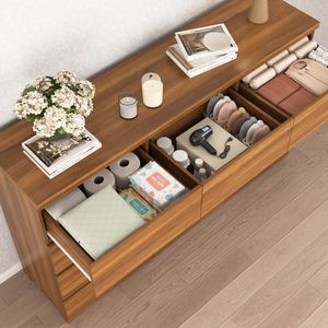 Commode double moderne en bois de noyer à 12 tiroirs avec grand espace de rangement pour chambre à coucher - Product Image 6