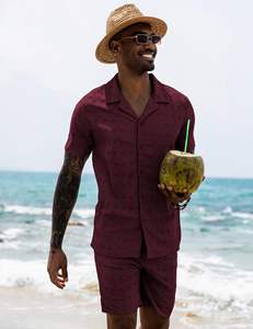 Ensemble de plage pour homme, chemise à manches courtes imprimée et short assorti, tenue décontractée estivale colorée, ensemble deux pièces pour homme - Product Image 2