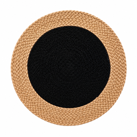 Set de table rond en jute fait main de style bohème, noir, pour la décoration de table, destiné aux détaillants et aux magasins de décoration intérieure