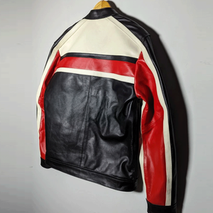 SASPORTS LEAGUE Custom PU Leather Casual Winter Motorcycle <b>Racing</b> <b>Jacket</b> Men Stand Front Zipper Closure Washed 100% Polyester - Product Image 2