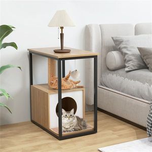26\" High Cat Furniture Living Room Coffee Table with Scratching Post Cat House - Product Image 3