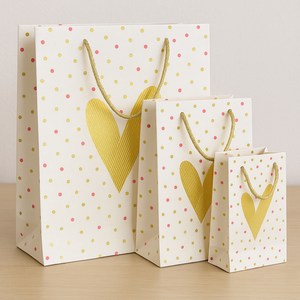 Custom Luxury Paper Gift <b>Bags</b> with Gold Heart Design Premium Handles and Custom Logo for Wholesale Retail Packaging - Product Image 5