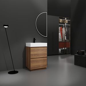Mobili bagno moderni da 24 pollici a libera installazione con lavabo singolo sottolavello e doppio cassetto per bagni di piccole dimensioni - Product Image 1