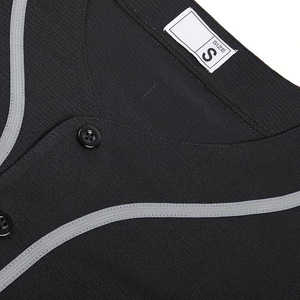 High Performance Black Baseball Jersey Grey Trim <b>Athletic</b> Team Uniform Full Button Sportswear - Product Image 4