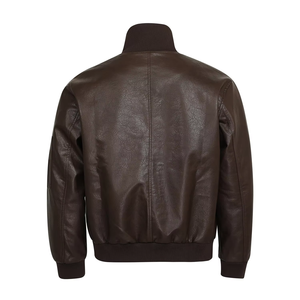 Chaquetas de cuero al por mayor para hombre, chaqueta de cuero genuino para otoño e invierno, estilo urbano teñido liso, OEM ODM - Product Image 3