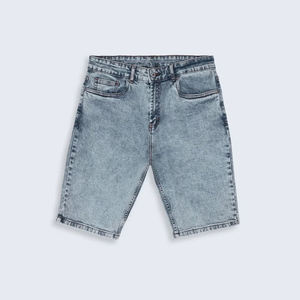Shorts de Mezclilla Azul Claro de Alta Calidad OEM para Mujer, Corte Recto, Cintura Media, Lavado a la Piedra, Algodón, Estilo Casual de Verano con Colores Sólidos - Product Image 1