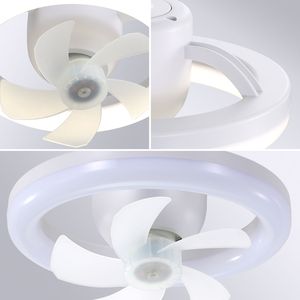 Ventilateur de plafond à douille LED avec lumière et télécommande Rotation à 360 degrés 3 couleurs et 3 vitesses de vent - Product Image 3