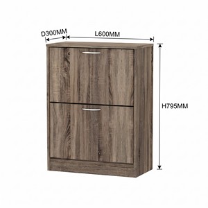 Meuble à chaussures moderne 2526 Slim à 2 tiroirs en bois, rangement triple niveau inclinable, organisateur rabattable pour entrée, atelier, salle de sport - Product Image 3