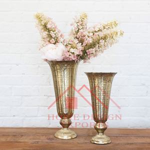 Último diseño de trompeta alta de Metal, jarrones de flores de oro antiguo, jarrón de trompeta dorado decorativo para el hogar, hoteles y restaurantes - Product Image 3
