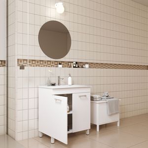 Mobile bagno a doppia anta da 32 pollici con cerniere soft-close, ripiano regolabile e lavabo integrato, montaggio a pavimento per una massima praticità - Product Image 5