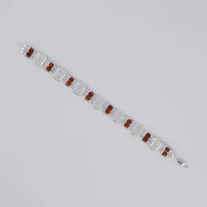 Bracelet élégant de style classique en cristal naturel et argent 925 embossé, unisexe, fabriqué en Inde - Product Image 3