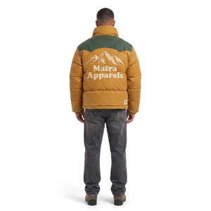 Blouson matelassé rétro pour homme - 280 GSM en coton ciré et nylon, vêtement d'extérieur d'hiver avec broderie vintage à points de chaînette - Product Image 2