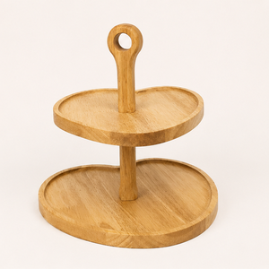 2 Tier Wooden Cake <b>Stand</b> Handcrafted Tiered Dessert Display for Weddings Birthdays & <b>Tea</b> Parties Natural Wood Cupcake Tower - Product Image 3