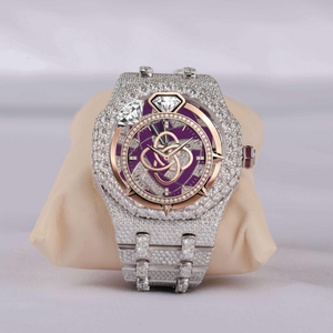 Reloj de Lujo con Esfera Redonda de Moissanita para Hombre, Reloj de Pulsera con Brazalete de Diamantes Completos - Product Image 4