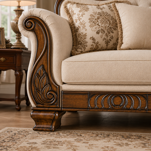 Classic <b>Sofa</b> Solid <b>Wood</b> Exposed <b>Frame</b> Assembly Carved Side Panels Front Rail Luxury Furniture Replacement <b>Wood</b> Parts - Product Image 4