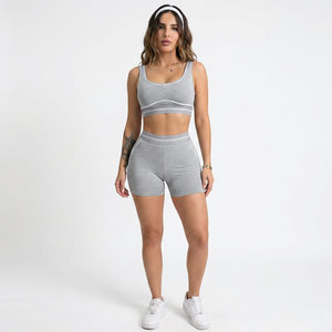 2026 New Women's 2 Piece Short <b>Set</b> Casual Sport Crop Top Joggers Yoga Seamless Sports Bra High Waisted Shorts <b>Sets</b> Women - Product Image 3