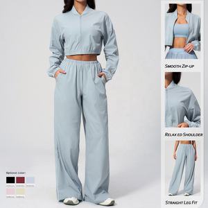 Conjunto de Pantalones Rectos y Chaqueta Refrigerante para Yoga y Actividades al Aire Libre con Protección Solar UPF50 Anti-UV de Verano para Mujer, Color Caramelo, con Franja Reflectante Lateral - Product Image 4