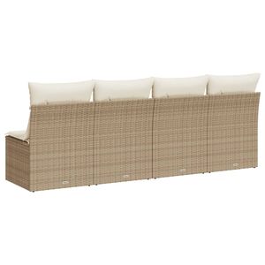 Canapé de jardin quatre places à pieds réglables en rotin PE beige - Product Image 6