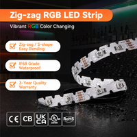 Bande lumineuse LED en cuivre SMD5050 RGB pleine couleur, DC 24V/12V, changement de couleur, forme en S, zigzag, 5M, découpable, IP65, étanche, contrôle par application