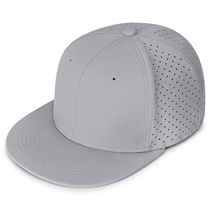 Gray 6-Panel Snapback <b>Cap</b> With Mesh Eyelets Adjustable Fit Unisex Casual Hat Spring Summer Breathable Polyester Baseball <b>Cap</b> - Product Image 1