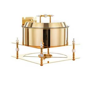 Modern Stainless Steel Chafing Dish Glass View Lid Round <b>Buffet</b> Warmer Professional Catering <b>Server</b> Hotel Restaurant Hot Pot - Product Image 3