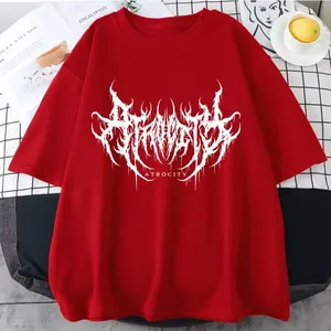 T-shirt rose gothique à col rond et manches courtes imprimé pour homme, coupe ample, 100 % coton tricoté, respirant, séchage rapide, style PUNK, devant uni - Product Image 4