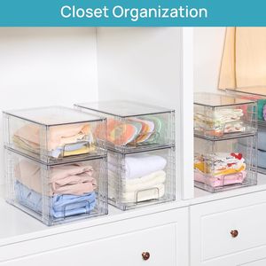 Lot de 4 grands tiroirs de rangement empilables en acrylique – Bacs en plastique faciles à assembler pour l'organisation sous l'évier de la salle de bain ou du placard - Product Image 4