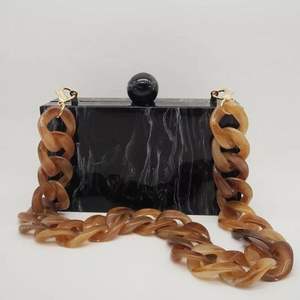 Pochette de soirée en résine écologique pour femme, accessoire de mode en cristal - Product Image 6