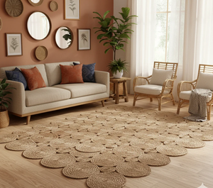 Natural Jute Braided Area <b>Rug</b>, Sustainable <b>Rug</b>, Handicraft In Vietnam, Nhat Minh Manufacturer, Jute Carpet, Wholesale, - Product Image 1