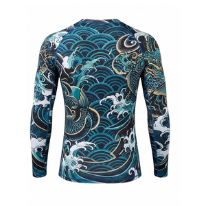 เสื้อรัดรูปแขนยาวสำหรับผู้ชาย ลายพิมพ์แบบ Heat-Transfer ป้องกันรังสียูวี UPF50 ลายแมงกะพรุน เสื้อกีฬา โพลีเอสเตอร์/สแปนเด็กซ์ - Product Image 6