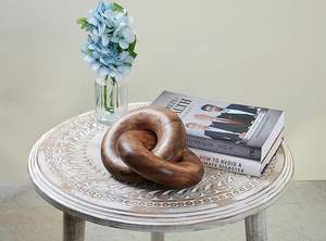 Escultura abstracta de nudo de madera, decoración moderna, pieza de arte de madera maciza hecha a mano, adorno minimalista orgánico para interiores del hogar. - Product Image 2