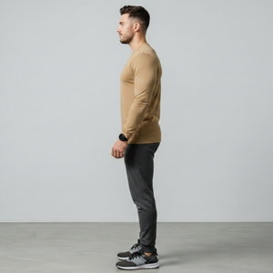 T-shirt à manches longues pour homme, vêtement sans marque, t-shirt en coton uni personnalisé, coupe ample, t-shirt à manches longues pour homme avec col rond - Product Image 3