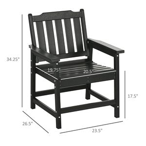 Sedia da pranzo da esterno nera con schienale a doghe, poltrona in plastica con braccioli per giardino, piscina, appartamenti/eventi/uso esterno - Product Image 3