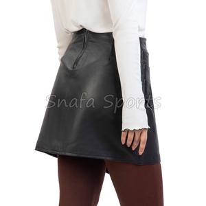 Nouvelle arrivée, jupe élégante en cuir, motif diamant en relief, jupe courte sexy en peau de mouton, style A-line, pour filles et femmes - Product Image 4