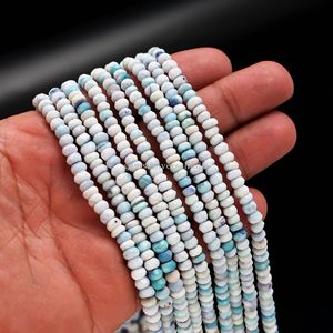 Perles d'opale bleue naturelle facettées en forme de rondelle 5mm 6mm, fil de perles de pierres précieuses opale, 13 pouces, perles d'opale bleue pour la fabrication de bijoux, vente en gros - Product Image 1