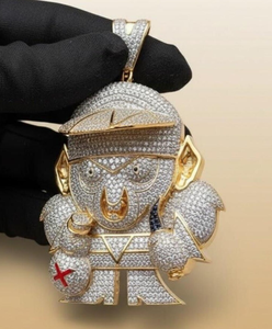 Colgante de Cubo de Hielo en Tono Dorado con Figura de Medallón y Micro Pavé de Cristal, Regalo de Joyería - Product Image 4