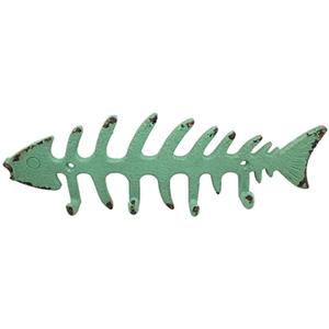 Metal Fish Skeleton Wall Towel <b>Hook</b> in Pretty Peachy Green Color for the Bathroom Laundry Room or <b>Kitchen</b> Available at Low Cost - Product Image 1