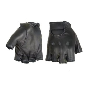 Premium Leather <b>Driving</b> Gloves Half Finger Tactical <b>Driving</b> Hand Custom Biker Gloves - Product Image 2