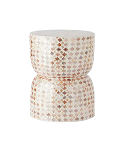 Handcrafted Eco Friendly Hourglass <b>Stool</b> Mother of Pearl Pattern Accent Side <b>Table</b> for Living Room, Garden Accent from Vietnam - Product Image 3