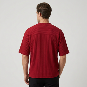 Pull côtelé à col en V pour homme, manches courtes, tricoté, avec logo personnalisé, style streetwear décontracté, vente en gros, fournisseur B2B USA - Product Image 3