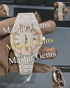 Reloj de Lujo Hip Hop con Diamantes de Moissanita Helada, Acero Inoxidable, Resistente al Agua 10 Bar, con Cierre de Pulsera de Cristal para Hombre - Product Image 3
