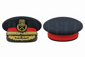 Whole Sale Cheap Price Customized Peak <b>Cap</b> Solid <b>Plain</b> Gold Embroidery Red Band Uniform Hat Custom Size Ceremonial Dress - Product Image 3