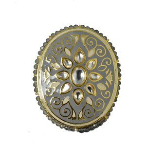 Gold Plated Kundan Polki <b>CZ</b> Diamond <b>Ring</b> Traditional Indian Bridal Statement <b>Ring</b> Wedding Engagement Jewelry - Product Image 3