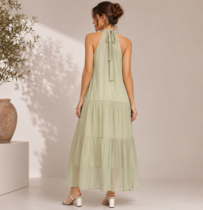 Vietnam Manufacturer Polyester Midi A-Line Pleated Loose Fit Modern Streetwear Sleeveless Solid Color Casual <b>Dress</b> OEM ODM - Product Image 5