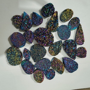 Natural <b>Titanium</b> Druzy Cabochon 25mm Rough Healing Wholesale Bulk Loose Gemstone Chakra Spiritual Reiki KHUSHI GEMS STONE Color - Product Image 3