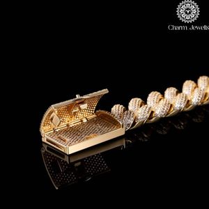 สร้อยคอผู้ชาย Charm_Jewells ชุบทอง 14K ประดับเพชรโมอิสซาไนต์ทรงบริลเลียนต์แบบไมโครอินเซ็ต สไตล์ฮิปฮอป พร้อมใบรับรอง IGI เหมาะสำหรับงานปาร์ตี้ - Product Image 2