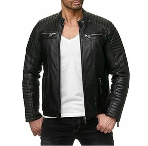 <b>Real</b> <b>Leather</b> Sheepskin Zipper Men <b>Jacket</b> with Quilted Design and Zipper Pockets Breathable <b>jacket</b> for men - Product Image 1